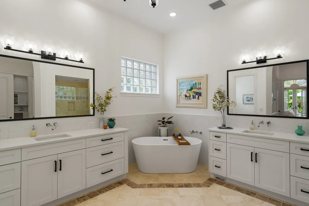 1710 Lake Club Court: the primary bathroom, with its free standing tub