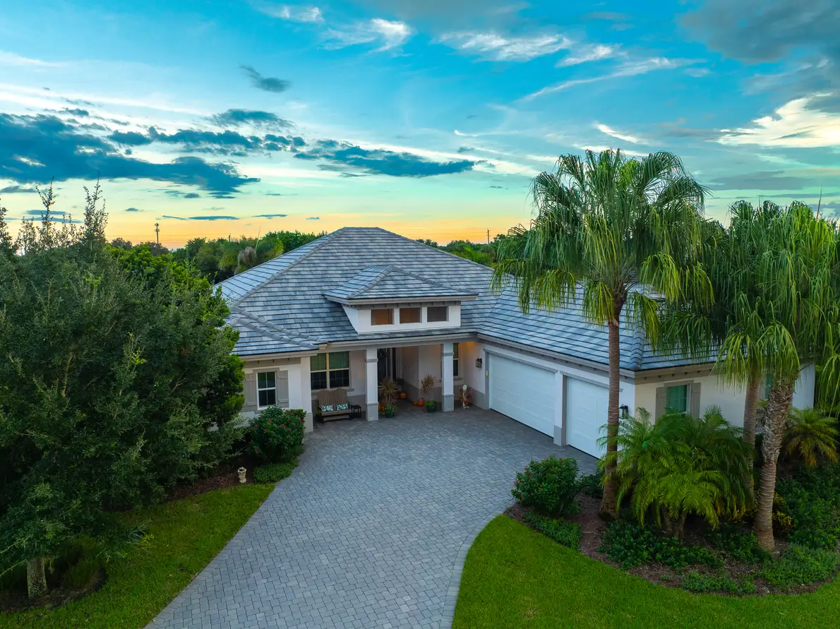 2340 Pine Valley Road: the front elevation at dusk